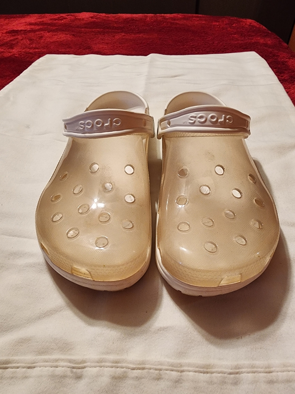 Translucent Crocs with white contrast size M9 W11
